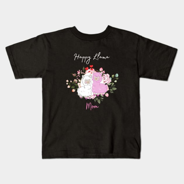Happy Llama Mom Kids T-Shirt by NICHE&NICHE
